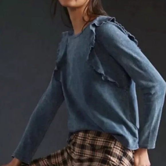 Anthropologie Tops - Eri + Ali Mineral Washed Ruffle Tee